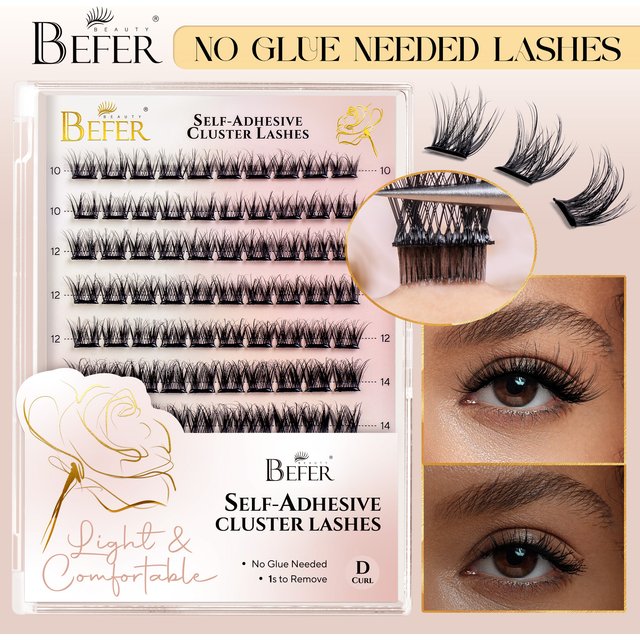 Befer Self-Adhesive Lash Clusters No-Glue Manga Eyelashes 120 Pcs Clusters Lashes Natural Makeup Fluffy False Eyelashes Supplier