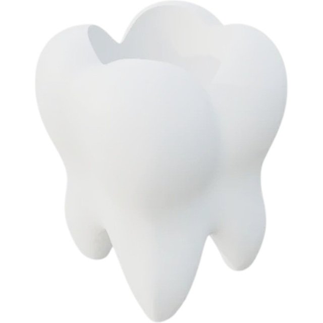 Multi-functional 3D Printing Toothbrush Holder White Creative Tooth-Shaped Pen Holder Stable Durable Toothbrush Rack