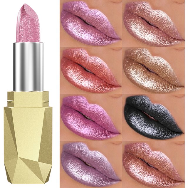19 colors glitter lipstick hydrating red pink sparkling shine lip color highly pigmented lip tints metallic finish lip makeup