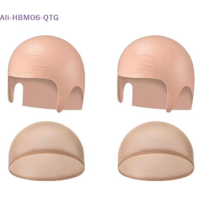 New1Set Fashionable Latex Makeup Bald Cosplay Hat Nylon Latex Bald Caps Simulation Design Thick Material Halloween Skull Wig Cap