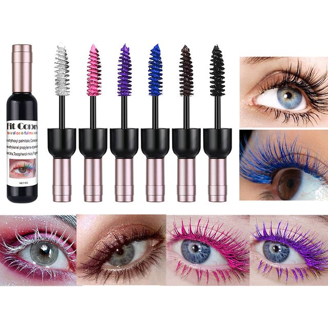 6 Colors Mascara Waterproof Extra Volume Free Shipping Korean Cosmetics Makeup Products Blue White Brown Waterproof Mascara