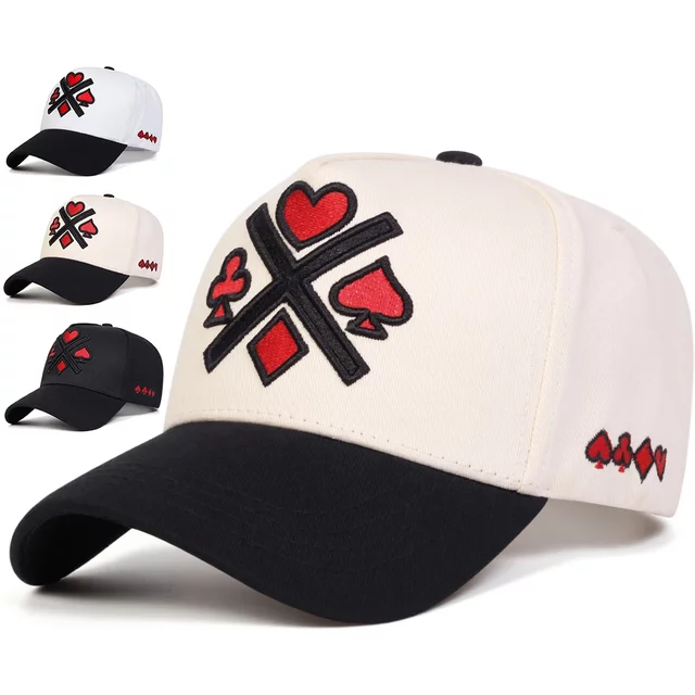 Unisex Poker Embroidery Baseball Caps Spring Autumn Outdoor Adjustable Casual Hats Sunscreen Hat Sports Cap