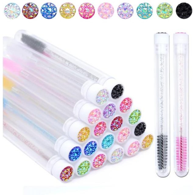 50pcs Extension EyeLash Brushes Reusable Eyelashes Brush Tube for Eyelash Disposable Mascara Wands Eyebrow Brush Applicator
