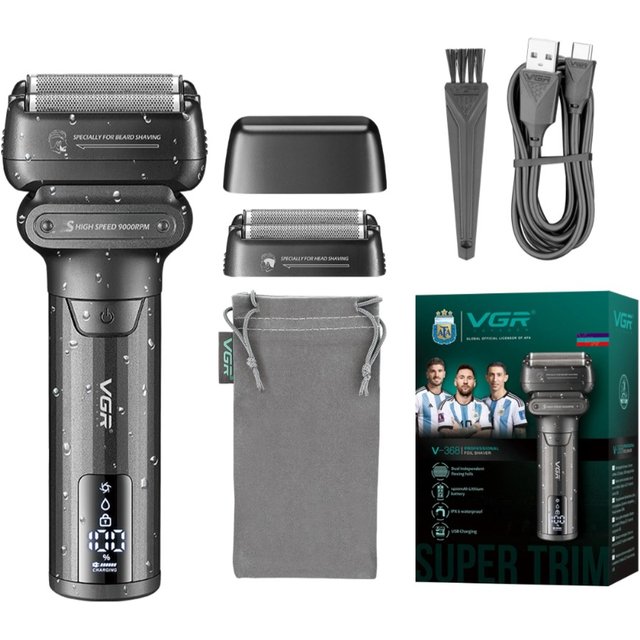 VGR Shaver Professional Beard Trimmer Electric Shaver Waterproof Razor 9000 RPM Shaving Machine Portable Shaver for men V-368
