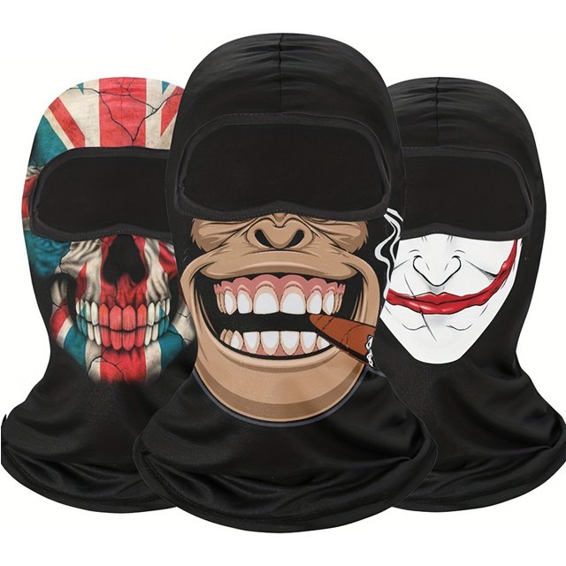 1pc cagoule masque facial Clown fantôme crâne masque, respirant coupe-vent, UV soleil poussière protection complète pour l'été Sprin