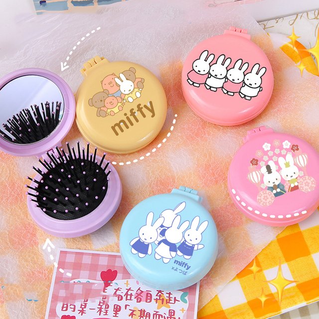 Miffys Air Cushion Comb Mirror Two-in-one Girls Kawaii Rabbit Hair Brush Looking Glass Women Travel Portable Styling Accessories