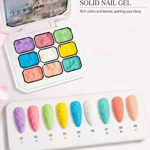 9-Color Macaron Gel Polish, Solid UV Nail Gel, Gradient Blush Pat-On Gel Polish, Summer Dopamine-Infused Nail Art Charm