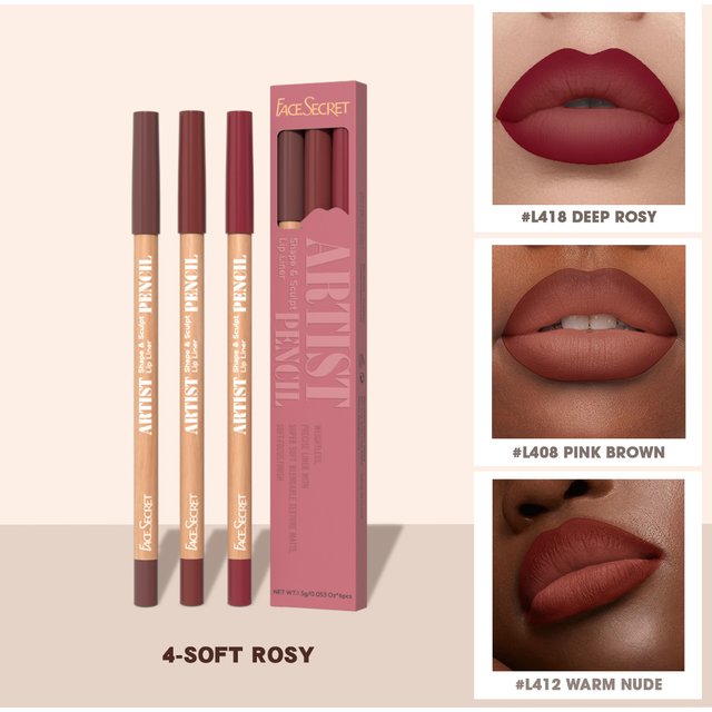 Face Secret 3Pcs Long-Lasting Velvet Lip Liner Matte Lipstick Waterproof Perfect Gift for Christmas Day, Lip Liner Set