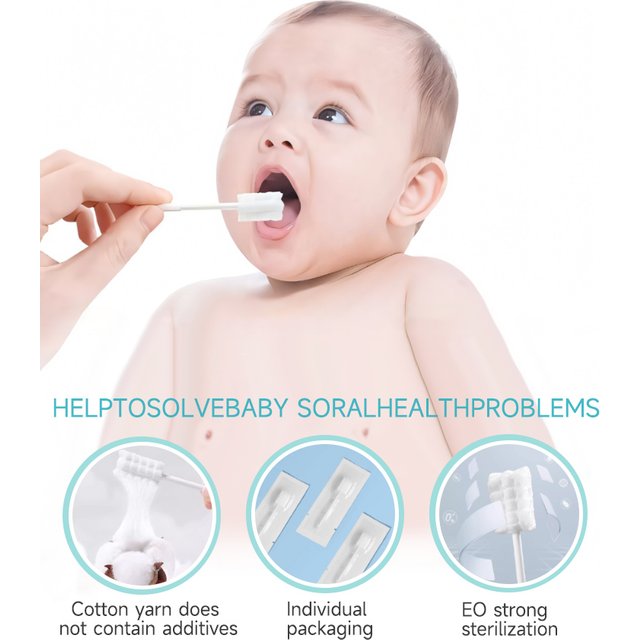 30-90PCS Baby Tongue Cleaner Disposable Newborn Toothbrush for 0-36 Month Clean Mouth Tongue Washing Artifact Gauze Cotton Swab