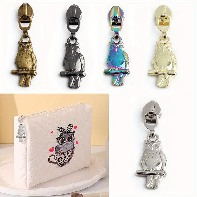 5PCS 54mm Metal Owl Wallet Pen Bag Pull Tab Slider Shoulder Bag Cosmetic Bag Pillow Wallet Fashion Eagle Zipper Puller