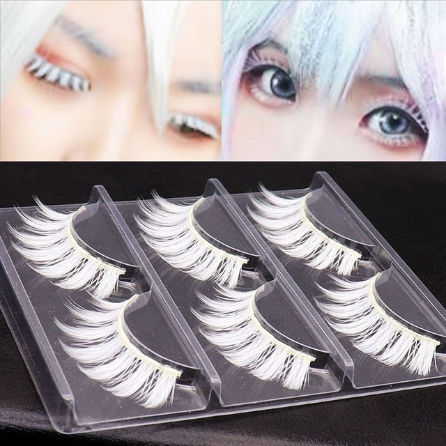 Outils de maquillage pour les yeux Halloween cils blancs mascarade fête aspect naturel faux cils réutilisables Cosplay cils blancs