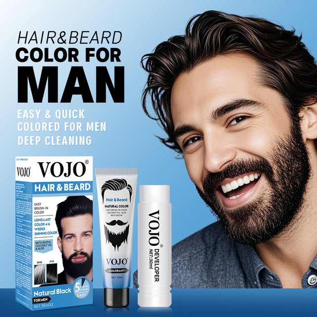 Natural Long Lasting 30ml*2 Permanent Beard Dye Shampoo for men Beard Dying Removal White Grey Beard Hair Men Beard Dye Shampoo