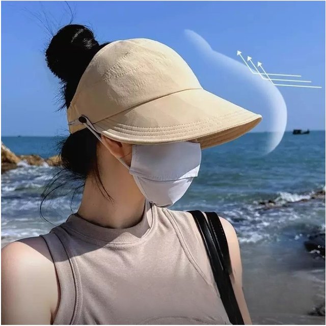1Pcs Women's Sun Hat Upgrade Empty Cap Can Hang Mask Summer Outdoor Breathable Thin UV Protection Sunscreen Quick Dry Beach Hat