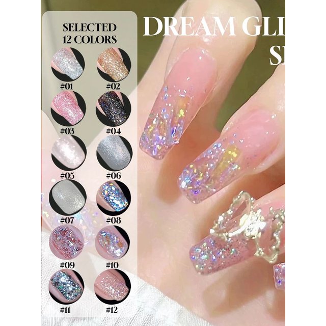 12ML 1-12PCS 12 Color Glitter Platinum Gel Nail Polish Summer Popular Hot Selling Pink White Nail Polish Nail Supplies
