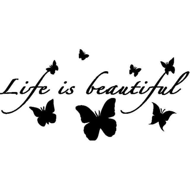 Car Stickers Creative Stickers Life Is Beautiful Beautiful Butterflies Car Decoration Waterproof and Sunscreen PVC 18*9cm