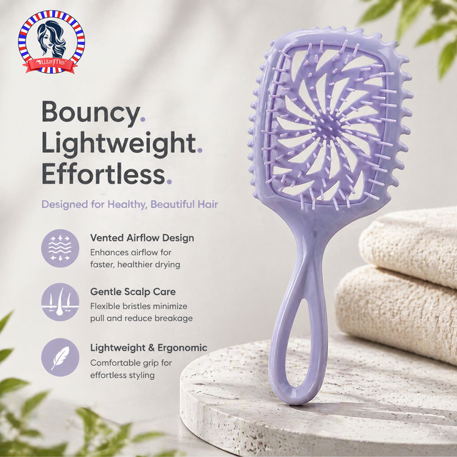 WANMEI Vented Detangling Hair Brush, Lightweight Wet Dry Hairbrush with Flexible Bristles for Curly Straight Hair
