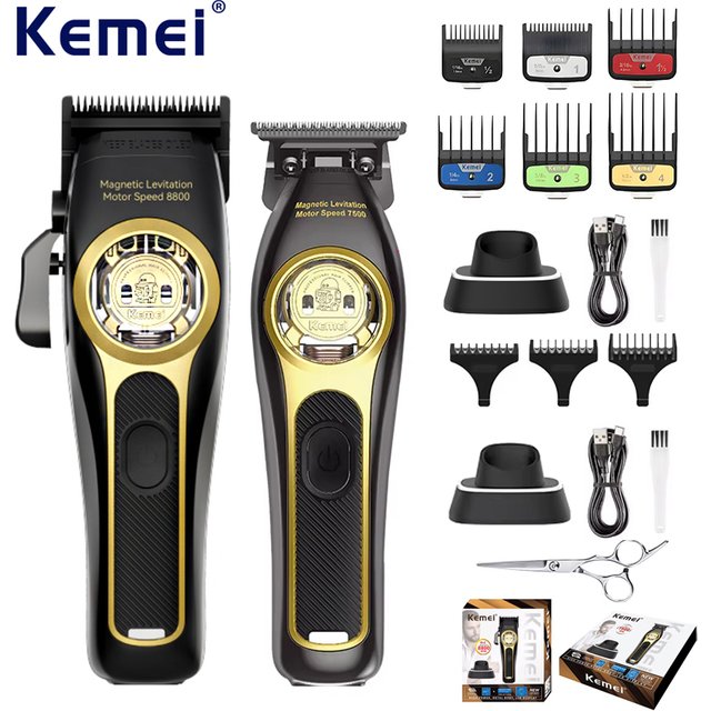 Kemei Barber Hair Clippers Professional Cordless Hair Trimmer Electric Men Finish Hair Cutting Machine KM-2373 KM-2268 Kit