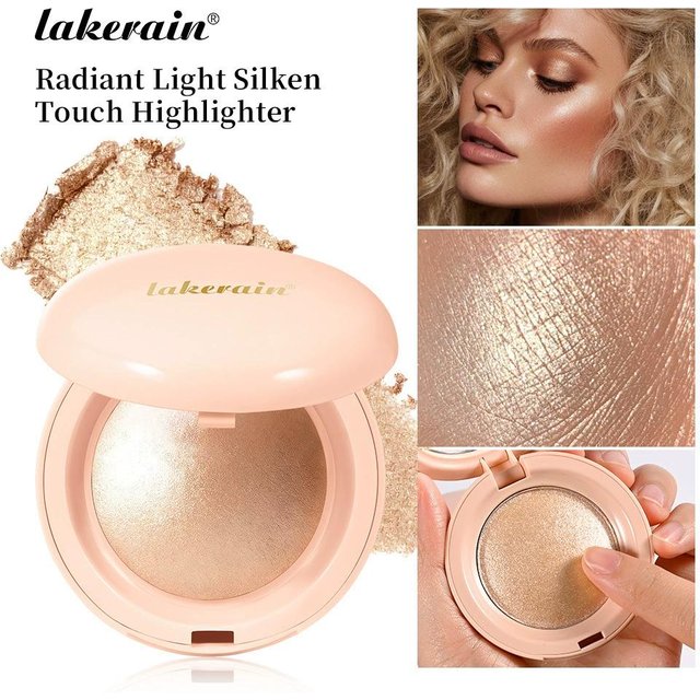 Velvet Highlighter Powder, Shimmer Face Highlight for Contouring & 3D Facial Sculpting, Glow Makeup for All Skin Tones