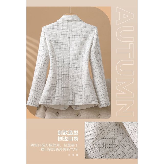 Tempérament Socialite blanc costume veste 2025 automne et hiver parfum nouveau Style Chic élégant costume de style occidental
