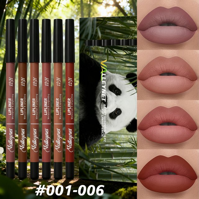 6pcs Set Ultra-Fine Wooden Lip Liner Set Nude Brown Velvet MatteLong Lasting Waterproof Lip Combo Set Makeup Tutorial Cosmetics