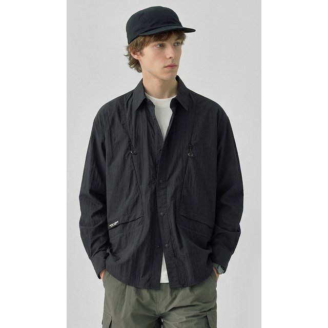 Men Outdoor Casual Streetwear Oversize Long Sleeve Quick Dry Cargo Shirts Cardigan Coat Male Lightweight Sunscreen Shirts