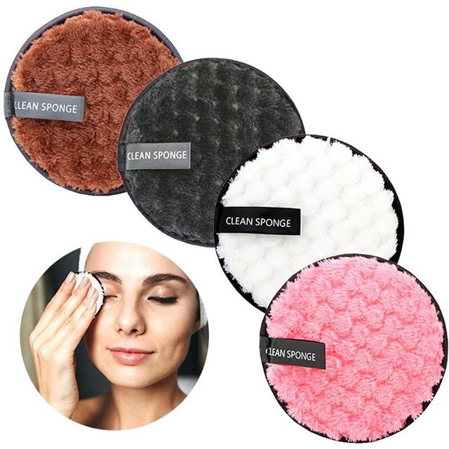 4PCS Makeup Remover Microfiber Cotton Pad Cosmetics Washable Makeup Towel Cleaning Sponge Skin Care Tool Makeup Remover and Faci