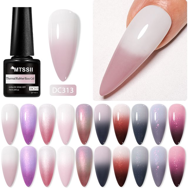 7ml Black Glitter Rubber Base Gel Nail Polish Gradient Color Changing Auroras Thermal Gel Soak Off UV LED Nail Art Varnish