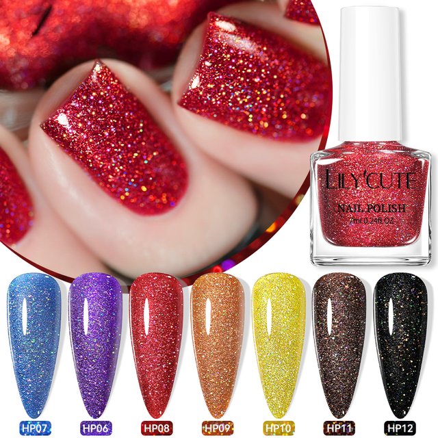 LILYCUTE 7ml Nail Polish Sliver Glitter Colorful Shining Effect Nail Art Varnish DIY No Need Of Lamp To Cure