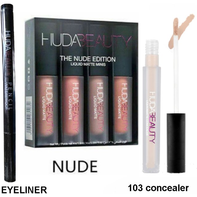 Rouge à lèvres correcteur liquide pour le visage, ensemble Eyeliner HUDA Stick Shimmer Shine