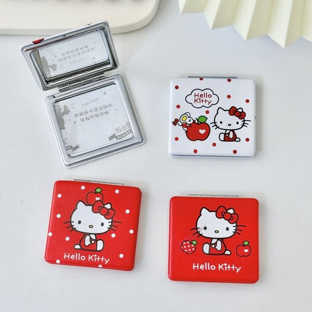 Genuine Sanrio Portable Double Sided Folding Mirror Round Square Hello Kitty Kuromi My Melody Kawaii Makeup Mirror Gift