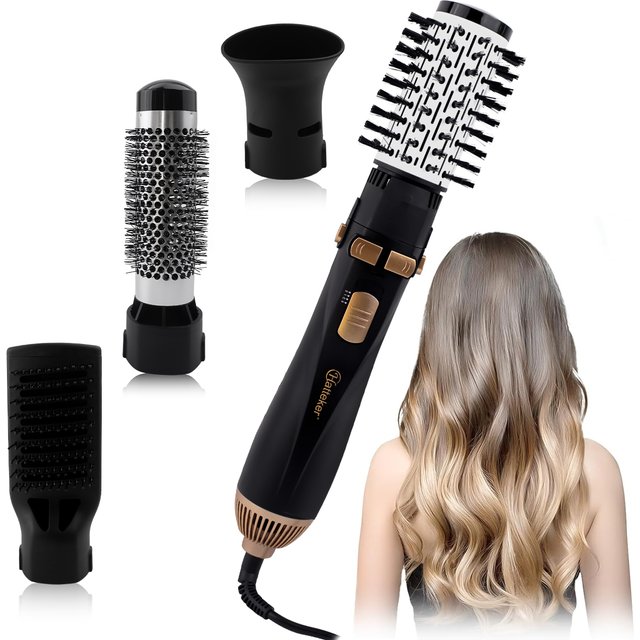 Hatteker EU 4-Head Hair Dryer Hot Air Brush Strong Wind Electric Straightener Curler Roller Comb Blower Styling Tool for women