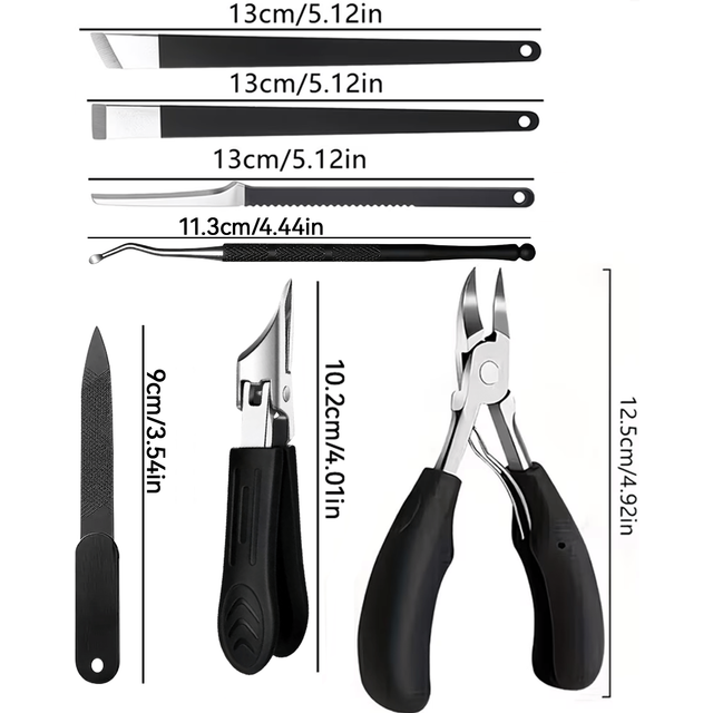 1/7pcs Professional Pedicure Tool Set for Home Foot Care& Thick Nail Trimming Clippers Knives Files Sharp Stainless Steel