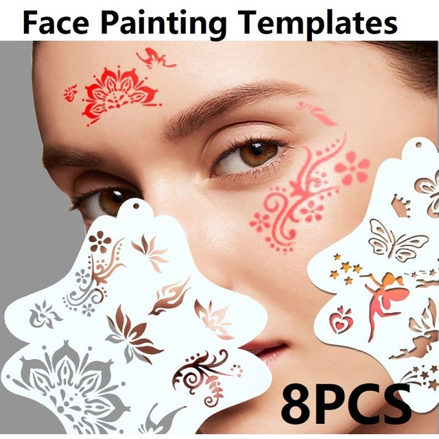 8PCS Face Painting Stencil Templates To Draw Children Stencils for Drawing Template Make-up Stencils for Facial Makeup WSMB01