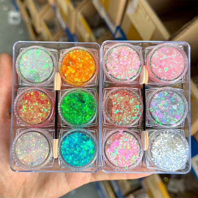 6box/set Chameleon Sequins Eyeshadow Glitter Gel Heart Star Moon Shaped Chunky Glitter Christmas Makeup Body Eye Shadow Decorati