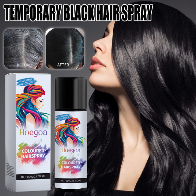 Spray temporaire de couleur de cheveux noirs, délait facilement pour retouche des racines, fête Cosplay, couverture instantanée, sûr pour tous les Types de cheveux