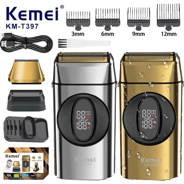 Kemei T397 Electric Shavers for men Professional Waterproof Beard Trimmer Rechargeable Face Shaver Machine 9000rpm Reciprocating