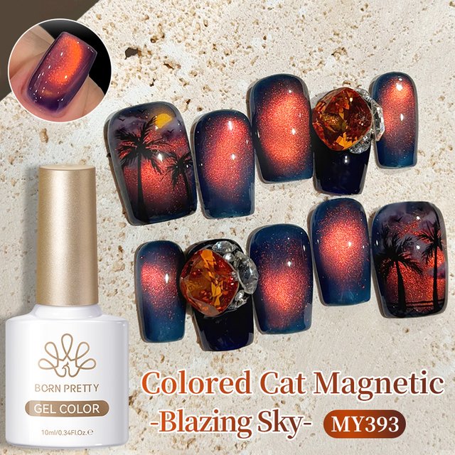BORN PRETTY Blazing Sky Colored Cat Magnetic Gel Nail Polish 10ml Metal Ruby Red UV LED Soak Off Varnish Crystal Nail Manicure