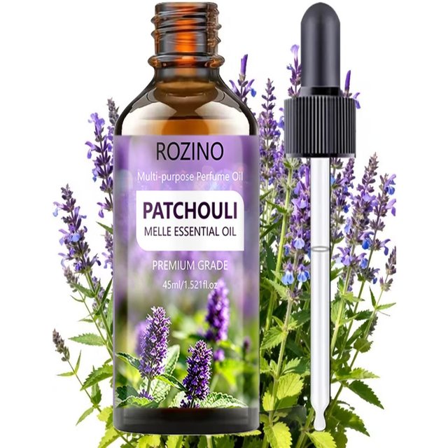 Rozino Patchouli Essential Oil - Moisturizes Hair, Face, Nails, and for Massage - Used for Meditation and Dry Care, Massage Oil, Hair Moisturizer