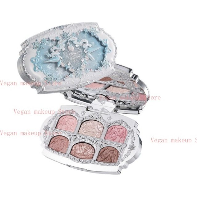 Flower Knows Snow Ballet 6 Colors Satin Eye Shadow Palette Velvet Matte & Pearl Shimmer in One,Blendable Fairytale-Easy Formula