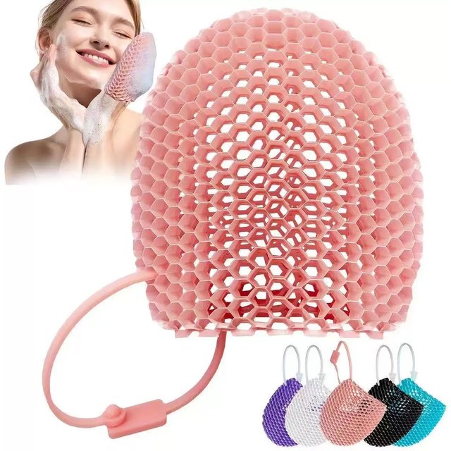 Honeycomb Exfoliating Bath Glove Deep Cleansing Shower Mitt Soft Massage Body Scrubber for Dead Skin Removal Skin Brightening