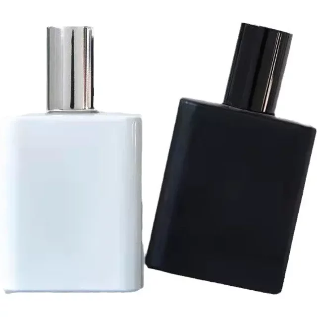 Bouteille de parfum plate et carrée en verre de 30ml, pompe de pulvérisation, atomiseur, bouteille vide, récipient cosmétique, essentiel de voyage