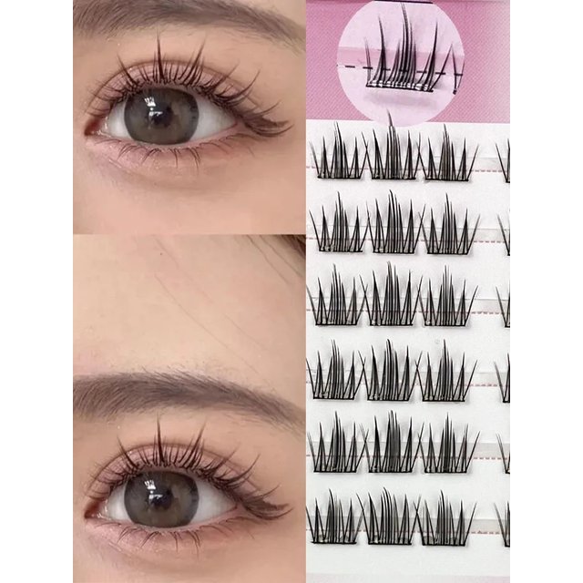 36 Clusters of Sweet and Glue-Free False Lashes for Natural Everyday Makeup. Suitable for Beginners. Length: 10mm - 13mm.