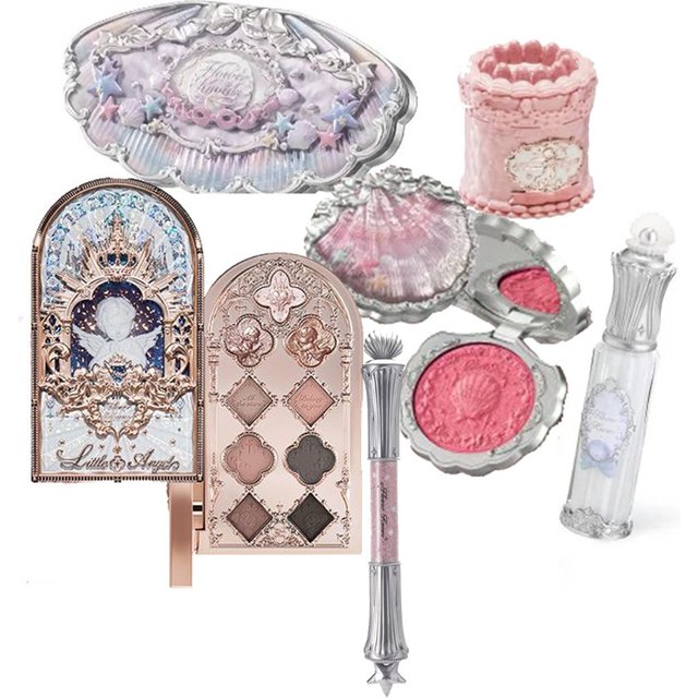 Flowerknows Gift Box Makeup Set Little Angel Full Box Lip Glaze Blusher Shell Jewelry Flower Know Birthday Gift Kit