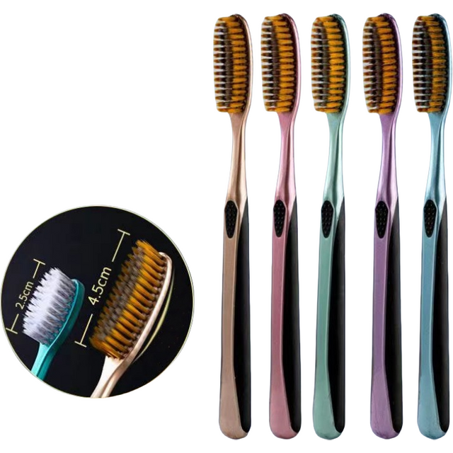 Innovative Efficient Large Extended Brush Head Adult Toothbrush with Soft Premium Filaments - Stylish Ergonomic Extra-Long Handl