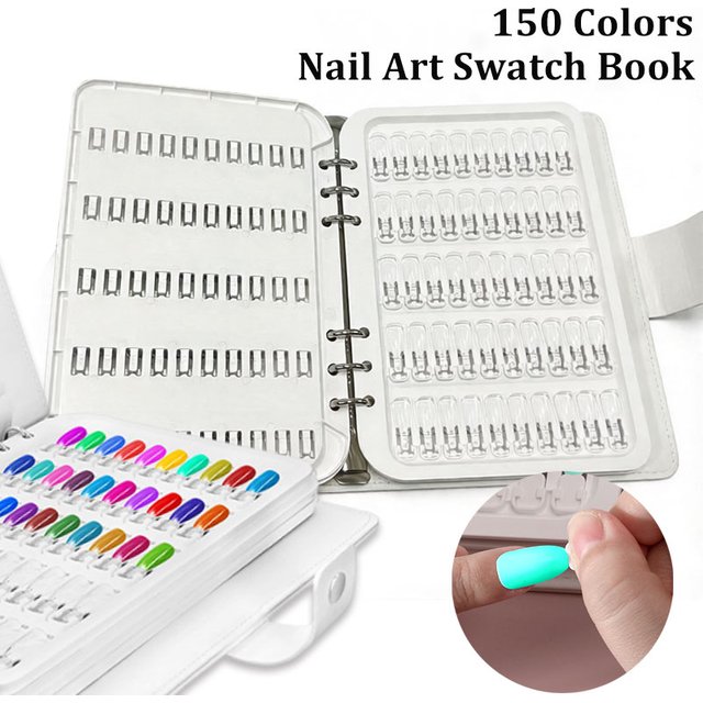 150 Colors Nail Tips Display Book Gel Polish Template Nail Sample Stand Nail Polish Practice Acrylic Work Display Color Card