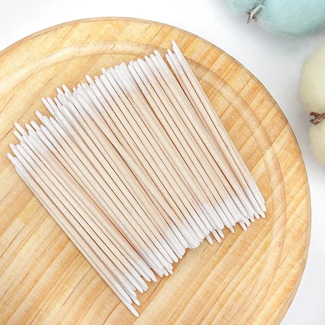 100/300Pcs Disposable Ultra-small Cotton Swab Brush Lint Free Micro Wood Makeup Brushes Eyelash Extension Glue Removing Tools