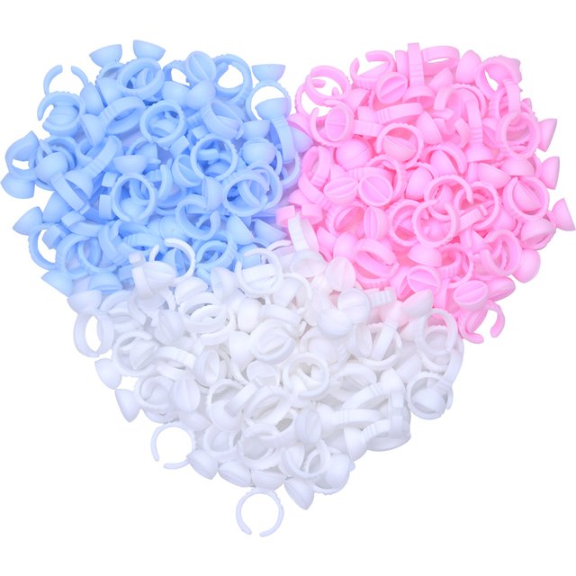 100PCS White Plastic Glue Ring Cups For Eyelashes Extension Microblading Pigment Holder Makeup Beauty Tools Supplier