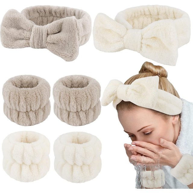 3pcs Skin Friendly Soft Spa Ultra-fine Fiber Makeup Towel Headband Face Washing Wristband Belt Fitting Absorbent Wristband