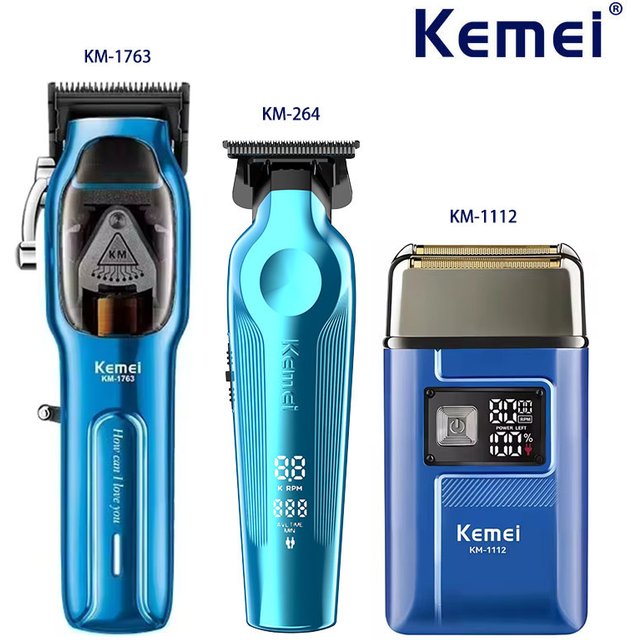 Kemei Hair Clipper Kit for men 10W Big Power 9000RPM KM-1763 KM-264 Rechargeable Trimmers KM-1112 Professional Electric Shaver