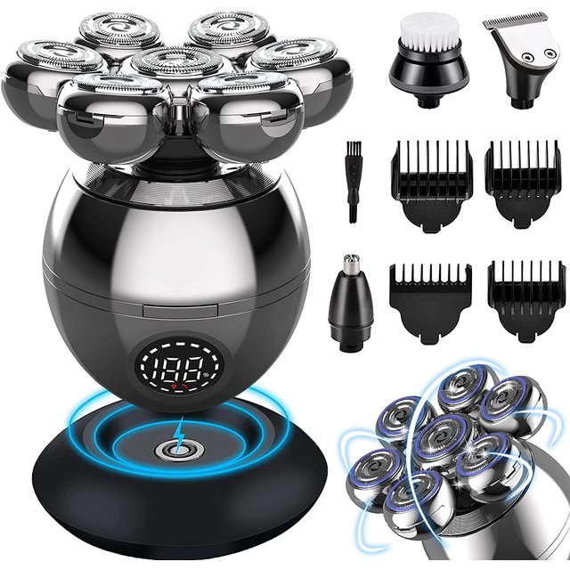 Electric Shaver 7D Floating Cutter Head Base Charging Portable Men Beard Trimmer Clipper Skull Shaver Waterproof Shaving